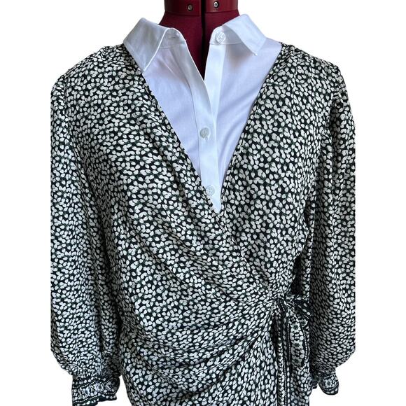 Max Studio Women’s Size Large Floral Wrap Blouse‎ Top NEW - Picture 5 of 7